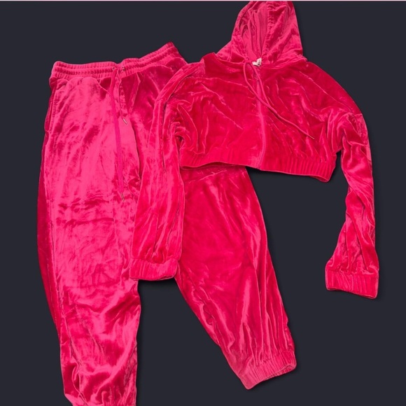 Velvet Pink Tracksuit Set - Picture 2 of 4